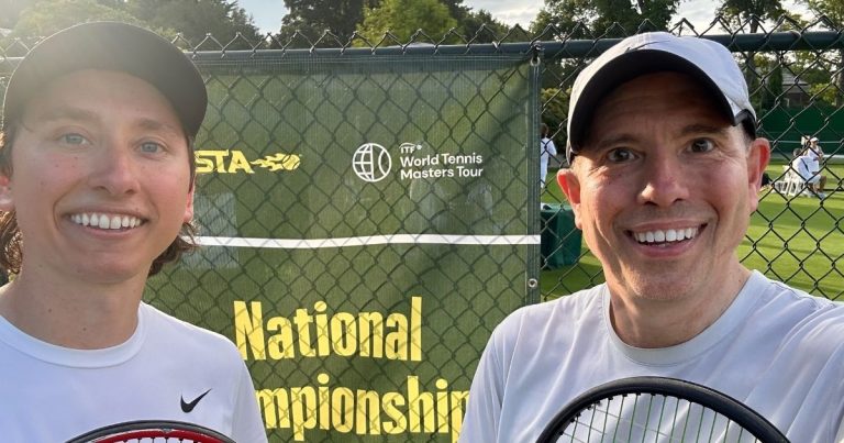 Nick Ringle and Bill Ringle at the UStA Longwood Father-Son Doubles tennis tournament